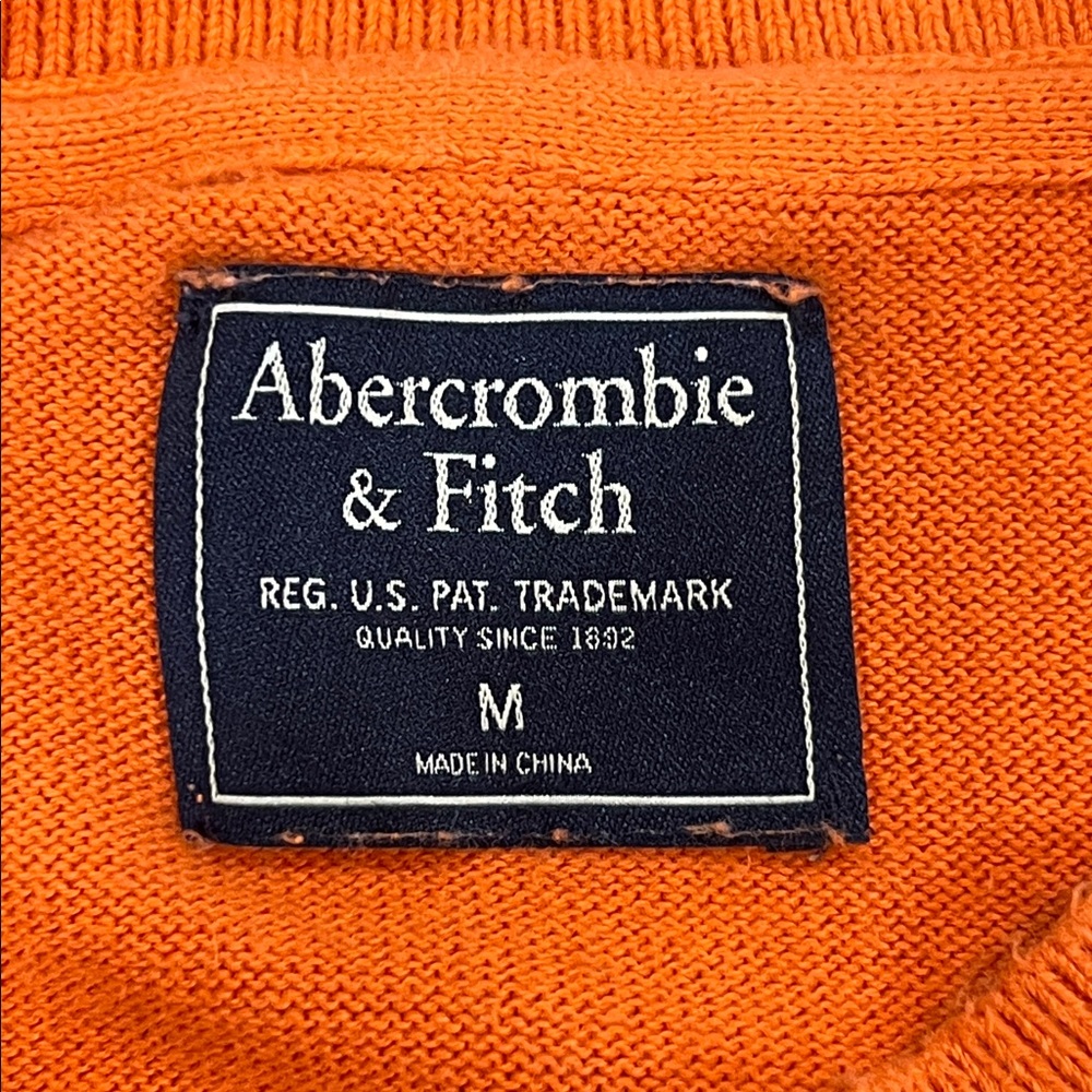 Abercrombie & Fitch Sweatshirt M Orange Moose Graphic Logo Crewneck Soft Preppy - Picture 9 of 10